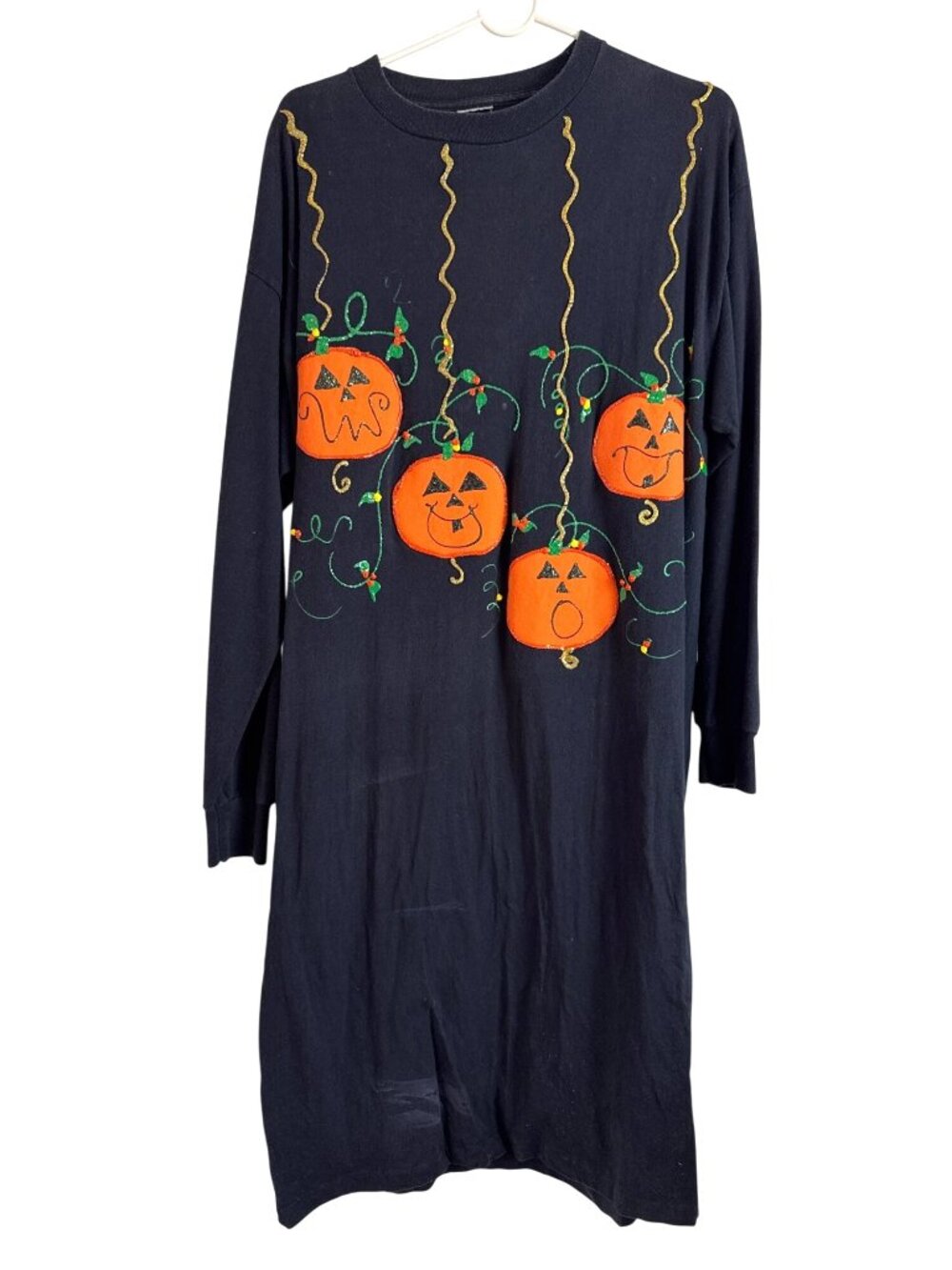Hand Painted Pumpkin Halloween T-shirt Dress Size Large